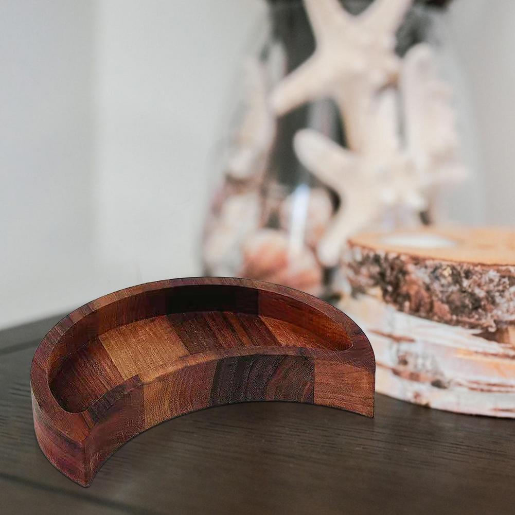 Wooden Serving Tray Moon Shape Jewelry Plate Crystal Display Holder Healing Stones Storage Pallet Home Storage Decoration