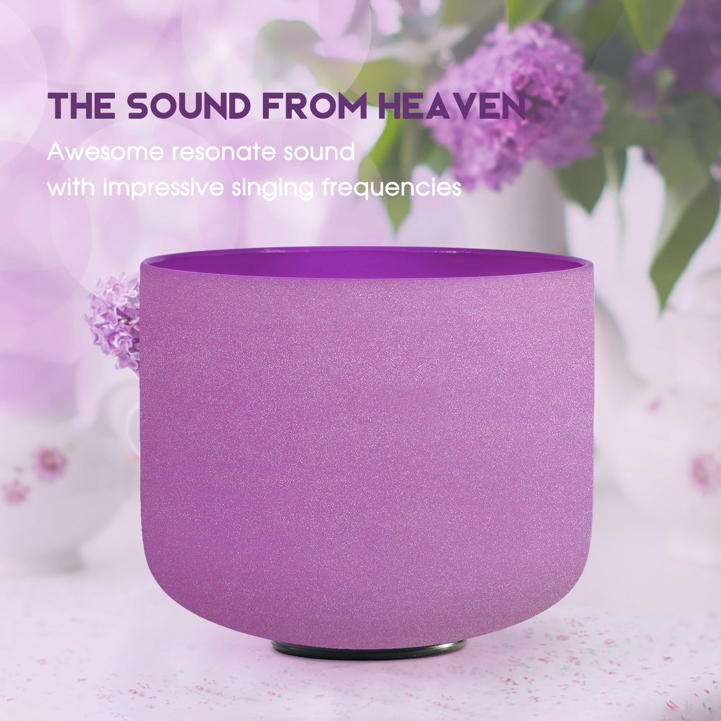 CVNC Full Color 1pc 8" C/D/E/F/G/A/B Note Frosted Quartz Crystal Singing Bowl for Meditation Sound Healing with Free Mallet