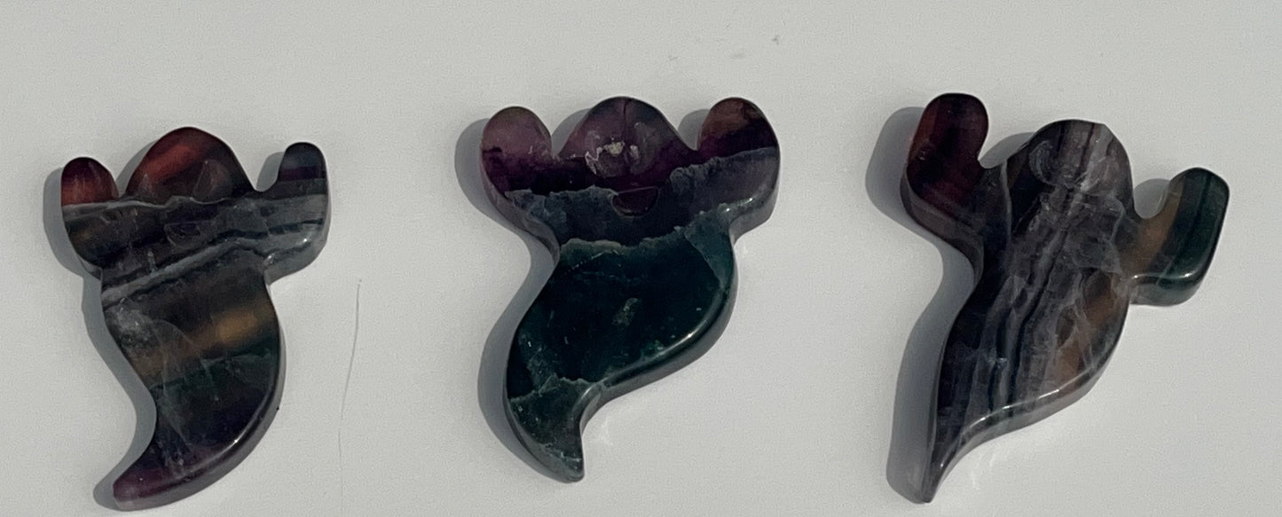 Rainbow Fluorite Ghost Carvings, 3inch