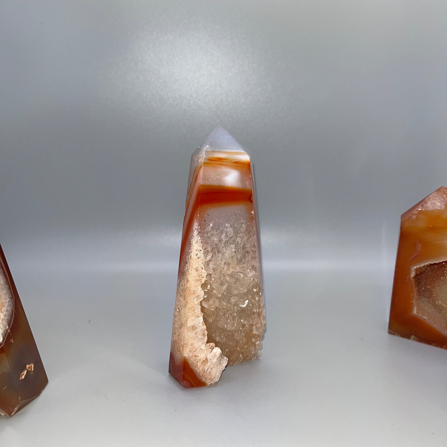 Carnelian Druzy Towers