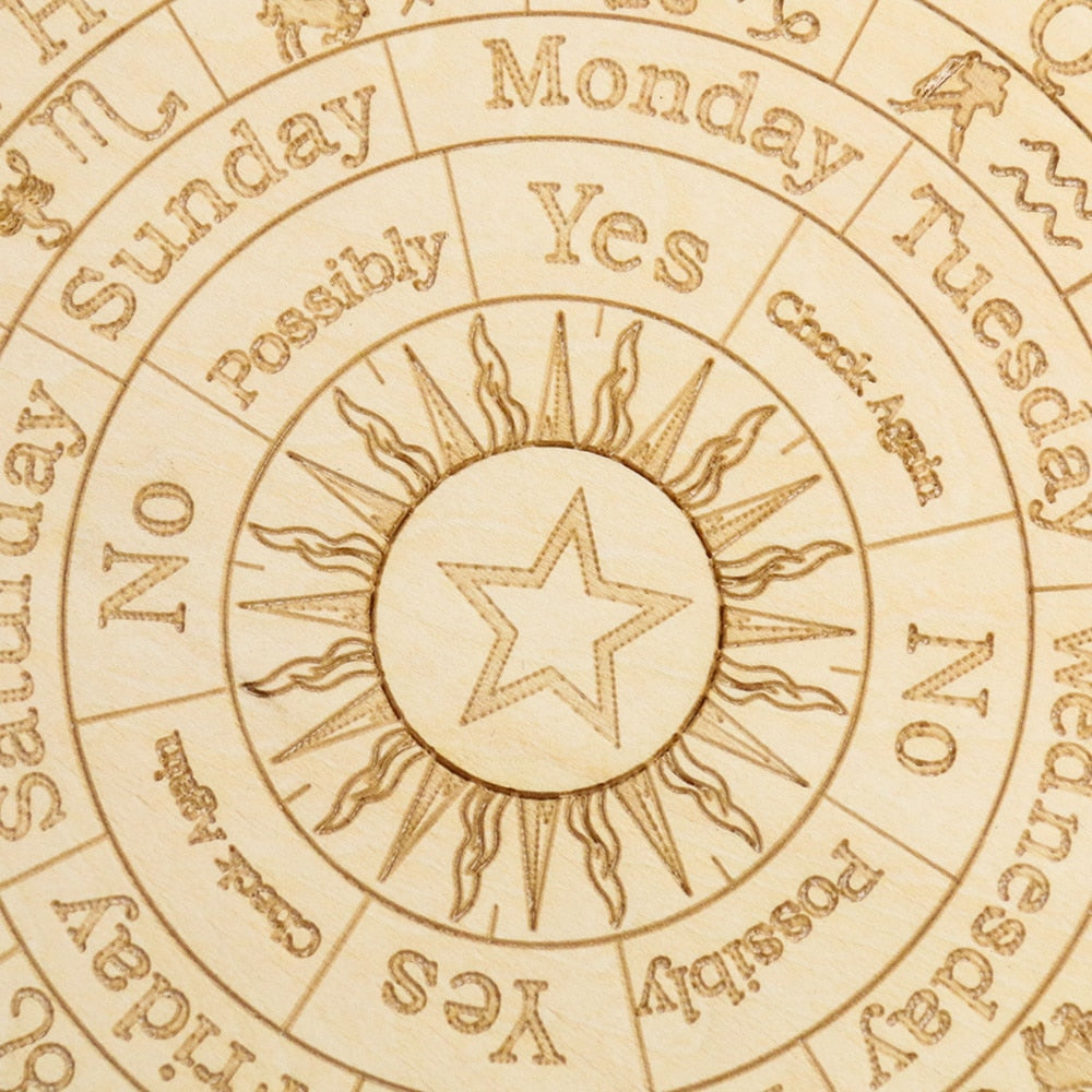2PCS 12 Constellations Wooden Pendulum Board for Divination Laser Cut Slice Display Base Coaster Metaphysical Altar Sign Decor