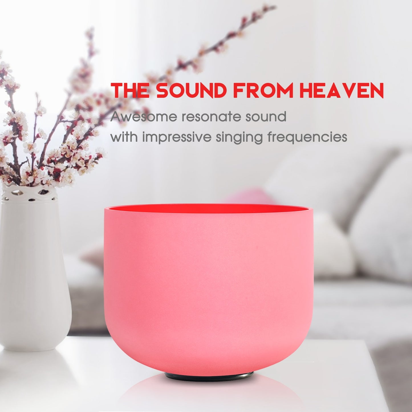 CVNC Full Color 1pc 8" C/D/E/F/G/A/B Note Frosted Quartz Crystal Singing Bowl for Meditation Sound Healing with Free Mallet