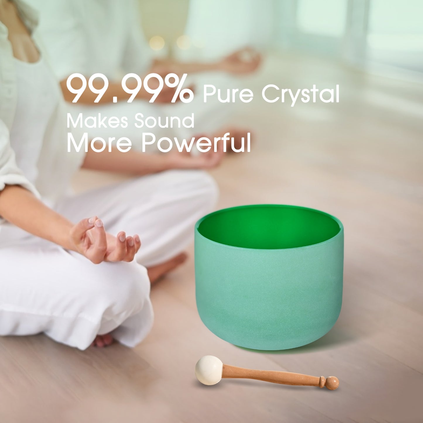 CVNC Full Color 1pc 8" C/D/E/F/G/A/B Note Frosted Quartz Crystal Singing Bowl for Meditation Sound Healing with Free Mallet