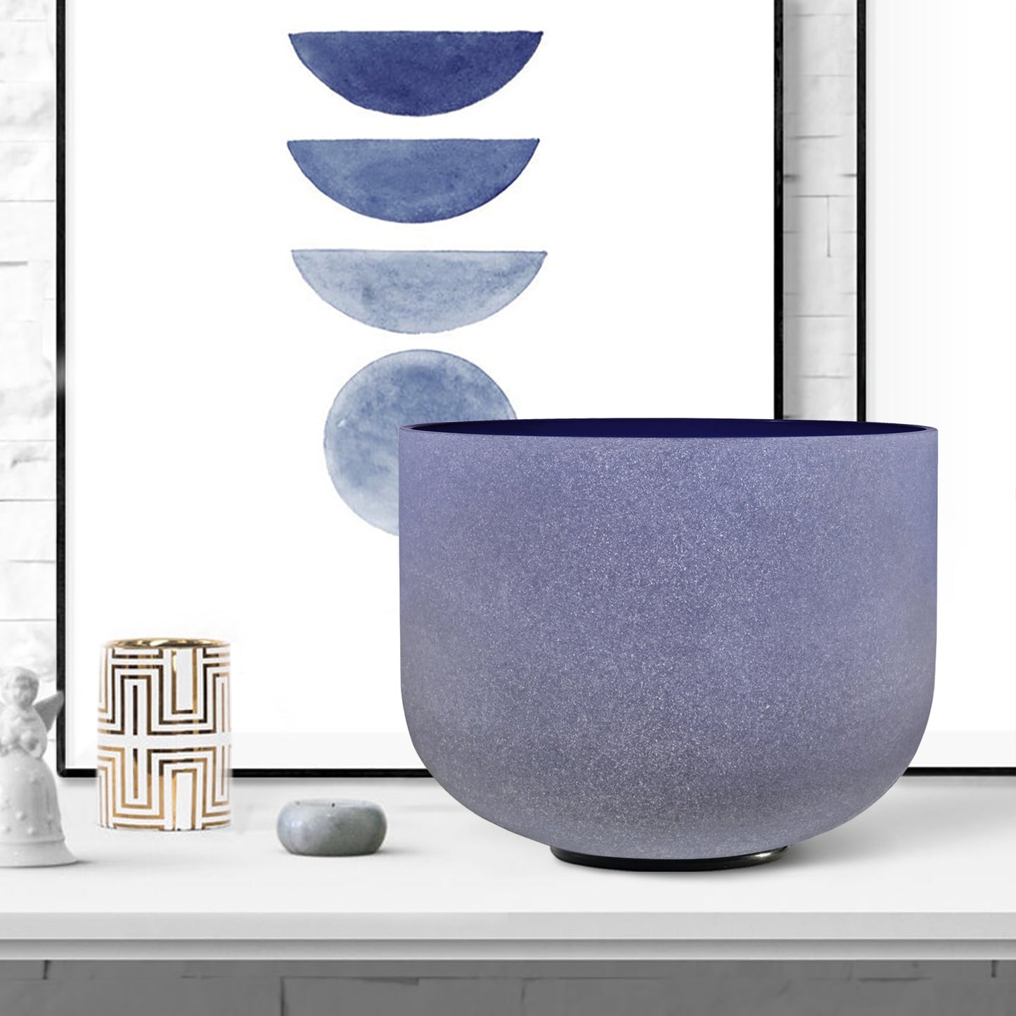 CVNC Full Color 1pc 8" C/D/E/F/G/A/B Note Frosted Quartz Crystal Singing Bowl for Meditation Sound Healing with Free Mallet