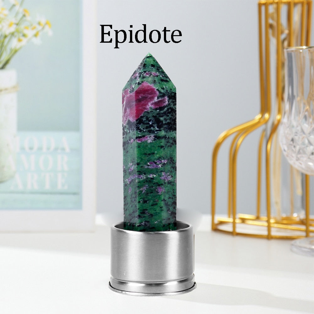 1pc Natural Crystal Column with Base for Water Bottle Replacement Crystal Rose Quartz Energy Amethyst Tower Decoration