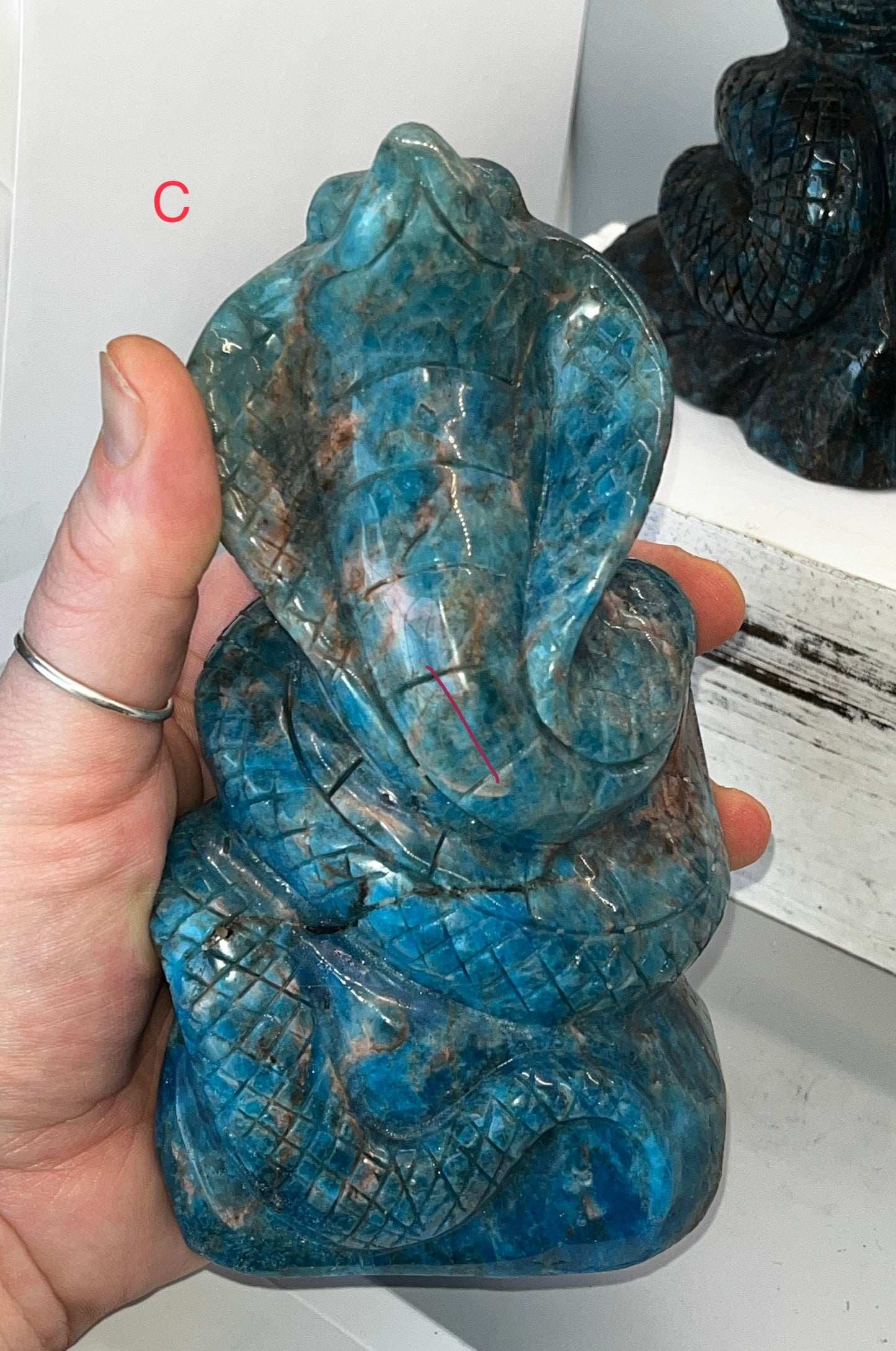 Blue Apatite Crystal Snake Carvings