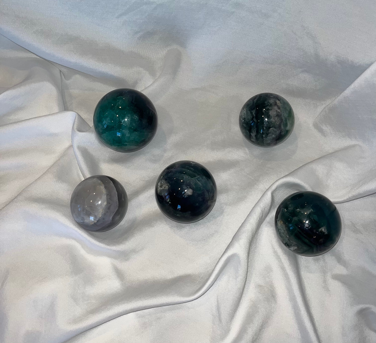 Rainbow Fluorite Spheres