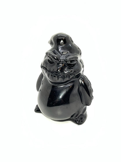 Black Obsidian Oogie Boogie Real Crystal Carvings, 4 inch