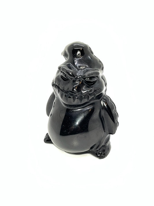 Black Obsidian Oogie Boogie Real Crystal Carvings, 4 inch