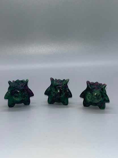 Ruby in Zoisite Gengar Carving; Genuine Crystal