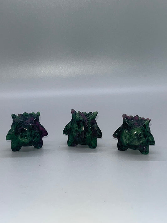 Ruby in Zoisite Gengar Carving; Genuine Crystal