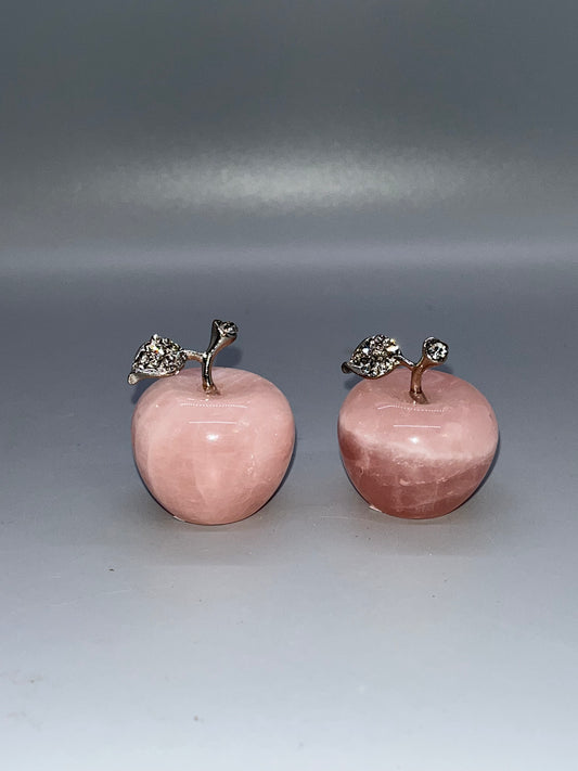 Rose Quartz Apple Carvings