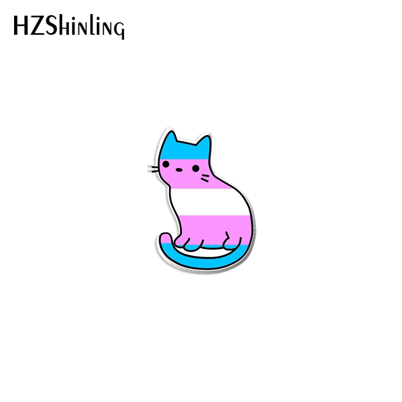 2022 New Bi Pride Cat Acrylic Lapel Pin Rainbow Cats Epoxy Butterfly Clasp Pin Handmade Butterfly Brooch