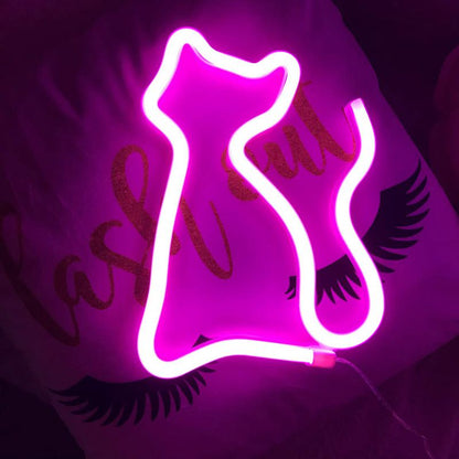 USB Battery Powered Creative LED Neon Light Sign LOVE Cat Rainbow Lip Neon Lamp For Party Wedding Bedroom Home Decor Night Lamp