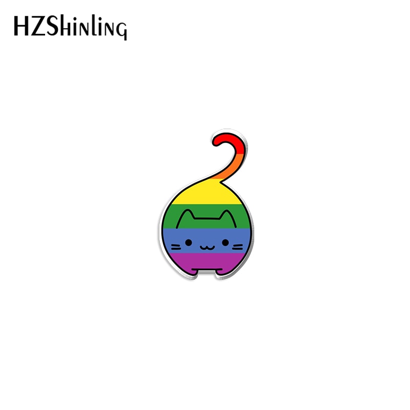 2022 New Bi Pride Cat Acrylic Lapel Pin Rainbow Cats Epoxy Butterfly Clasp Pin Handmade Butterfly Brooch
