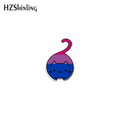 2022 New Bi Pride Cat Acrylic Lapel Pin Rainbow Cats Epoxy Butterfly Clasp Pin Handmade Butterfly Brooch