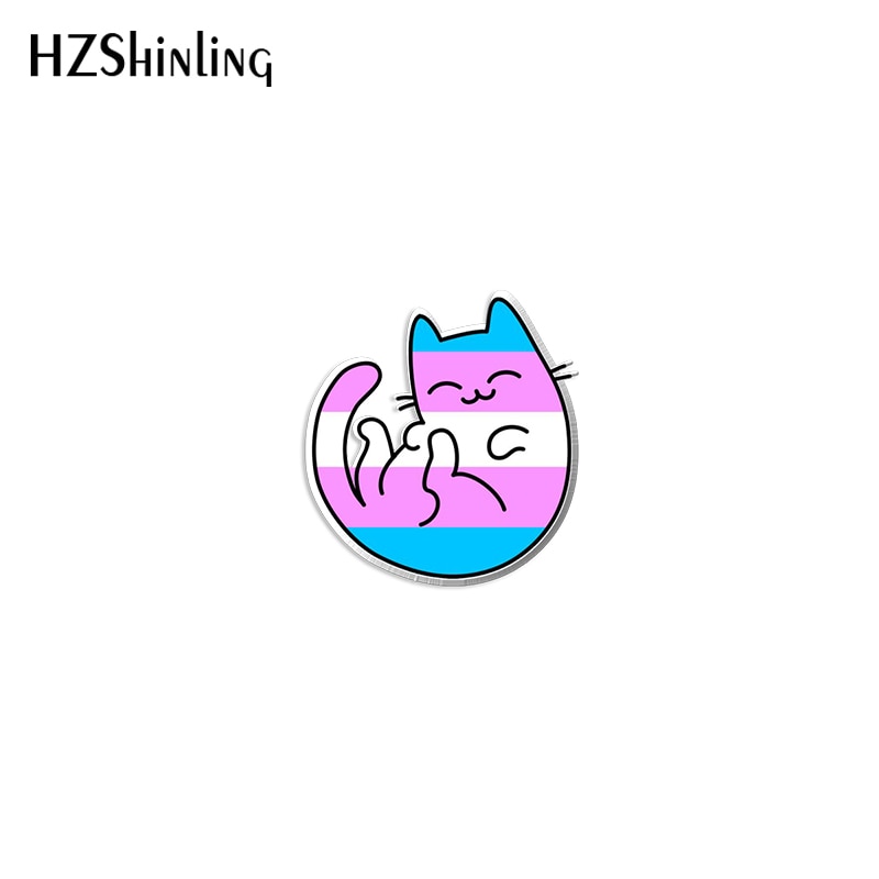 2022 New Bi Pride Cat Acrylic Lapel Pin Rainbow Cats Epoxy Butterfly Clasp Pin Handmade Butterfly Brooch