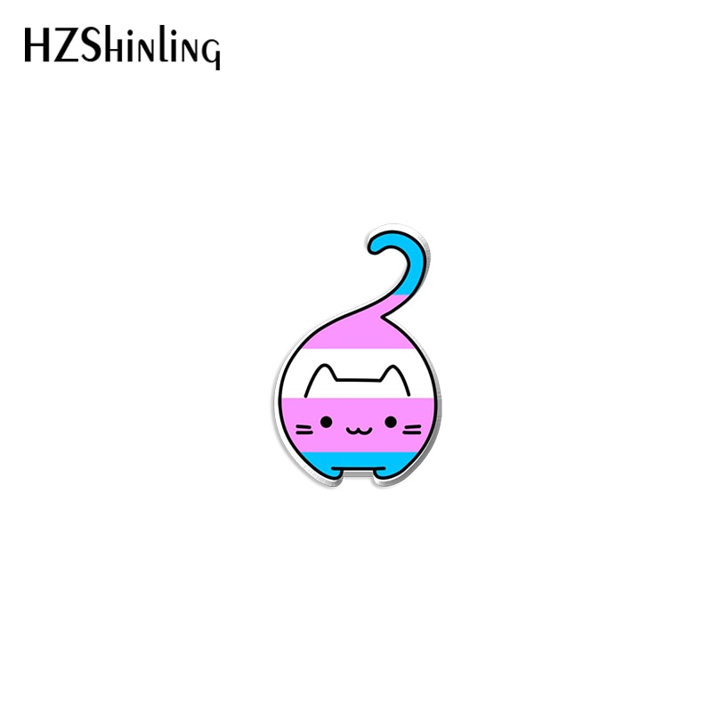 2022 New Bi Pride Cat Acrylic Lapel Pin Rainbow Cats Epoxy Butterfly Clasp Pin Handmade Butterfly Brooch