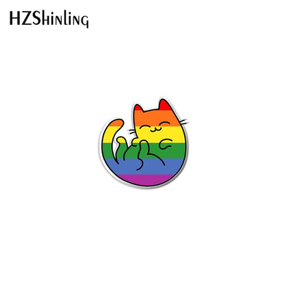 2022 New Bi Pride Cat Acrylic Lapel Pin Rainbow Cats Epoxy Butterfly Clasp Pin Handmade Butterfly Brooch