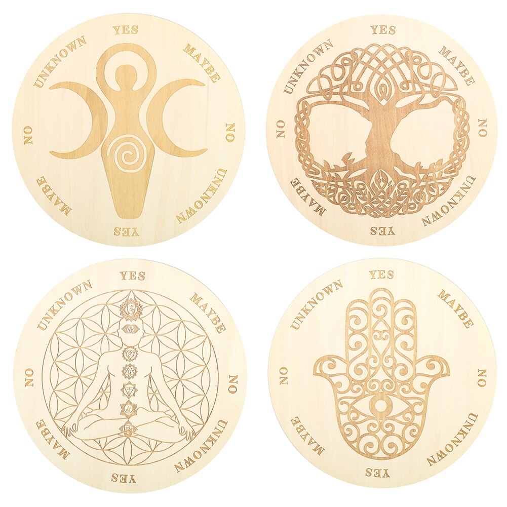 20cm Wooden Chakra Pendulum Board Energy Plate for Divination Yoga Meditation Board Metaphysical Altar Dowsing Wicca Supplies