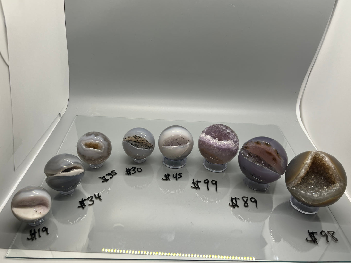 Agate Druzy Spheres, Natural