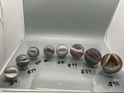 Agate Druzy Spheres, Natural