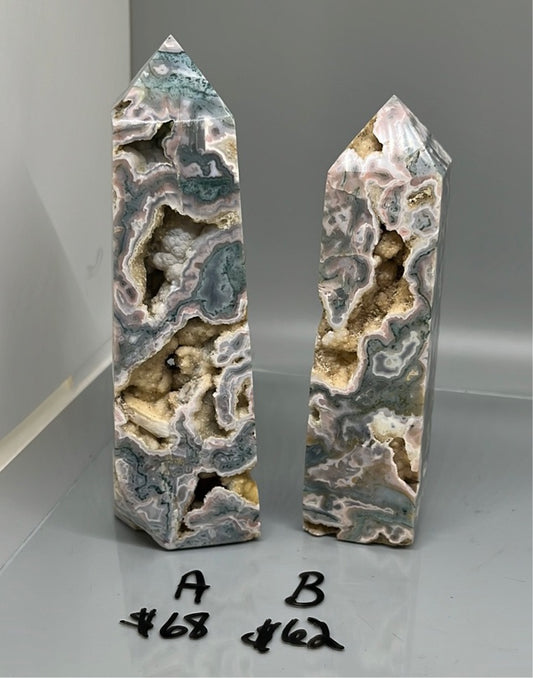 Moss Agate Crystal Towers